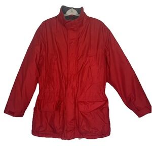 Lands End Red GoreTex‎ Mens Sz L (42-44) Nylon Insulated Fleece Lined Parka Coat